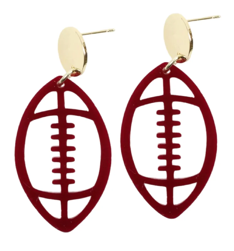 Acrylic Football Earring - Garnet