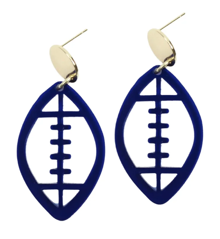 Acrylic Football Earring - Navy