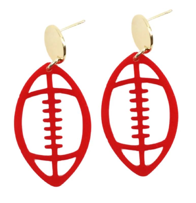 Acrylic Football Earring - Red