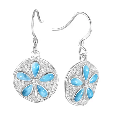 Alamea Larimar Sand Dollar Earrings in Sterling Silver