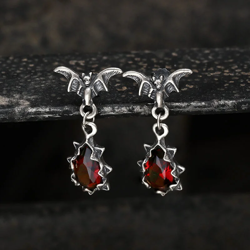 Bat Sterling Silver Crystal Earrings