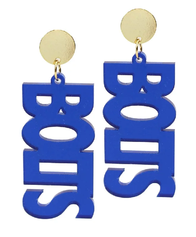 Bolts Acrylic Earring - Blue Mirrored