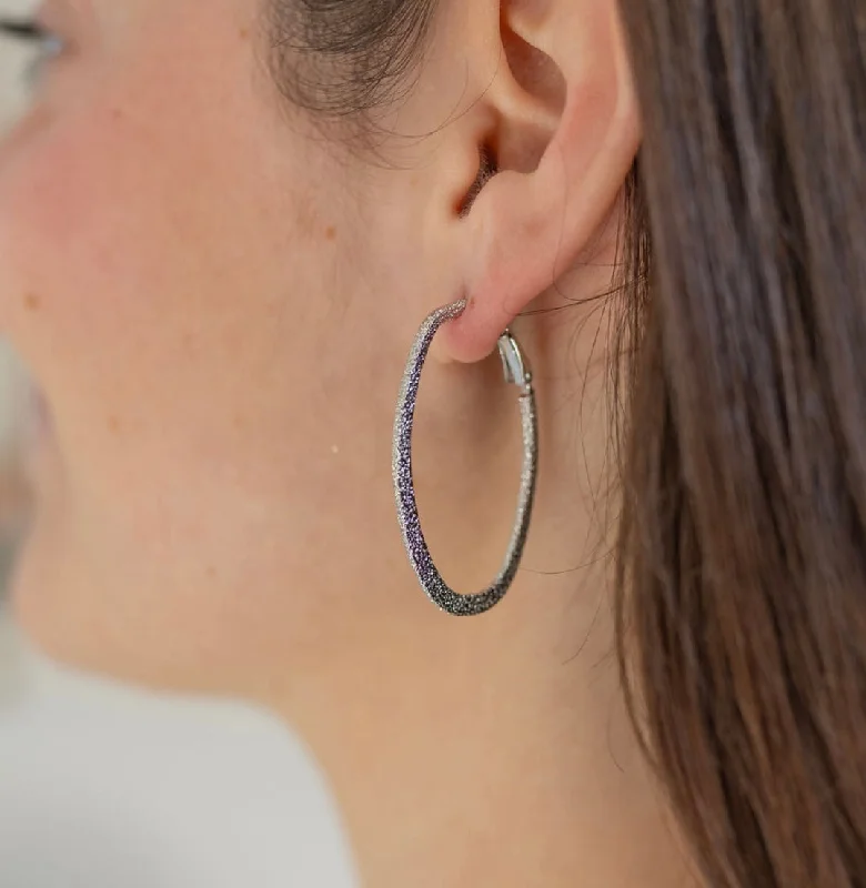 Brushed Silver Oval Hoops