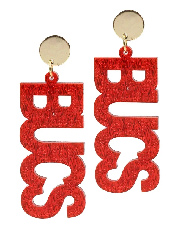 Bucs Acrylic Earring - Red Shimmer