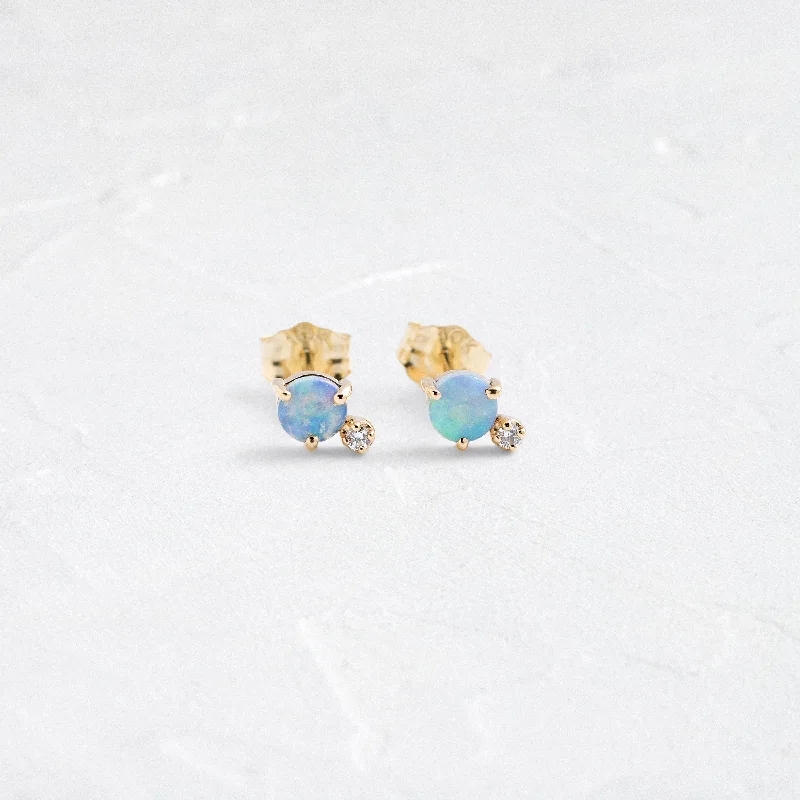 Classic Opal & Diamond Earrings - In Stock