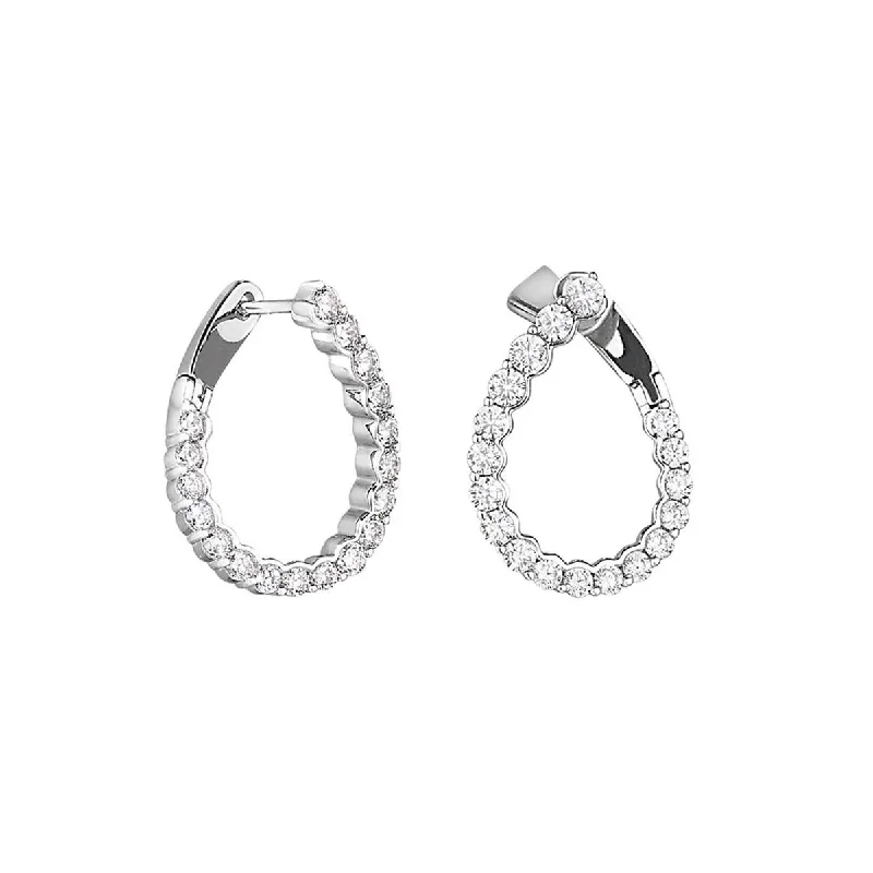 Cubic Zirconia Hoop Earrings in Sterling Silver and Platinum Finish