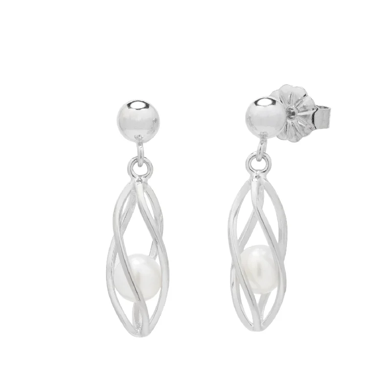 Cultured Freshwater Pearl Earrings in Sterling Silver (4mm pearls)