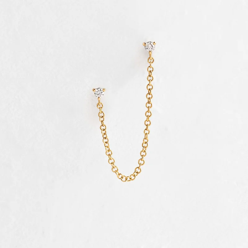 Diamond Chain Double Stud Earring - In Stock