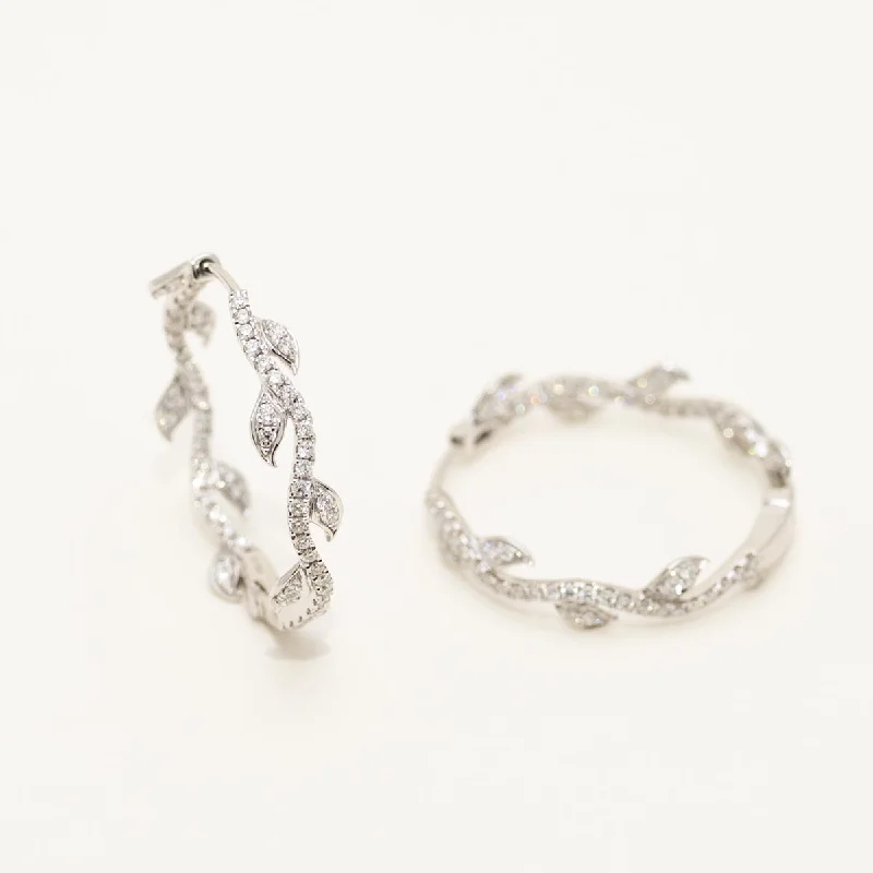 Diamond Inside Out Hoop Earrings in 18kt White Gold (3/4ct tw)