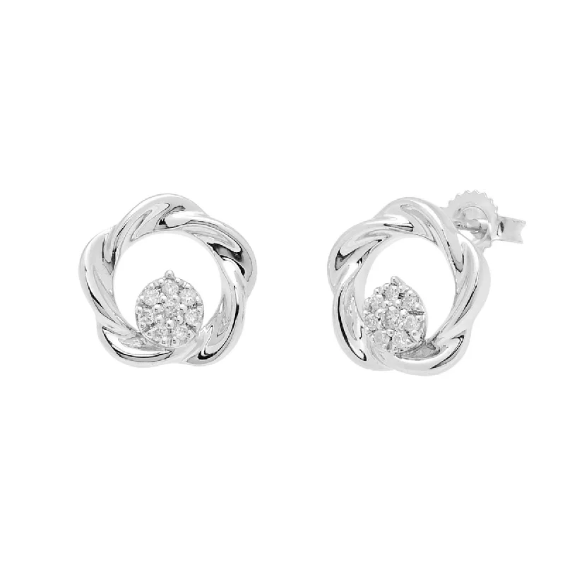 Fashion Earrings in Sterling Silver with Diamonds (1/10ct tw)