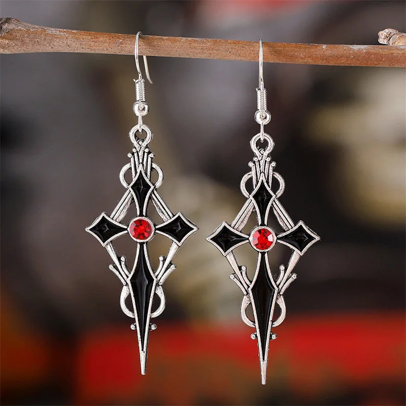 Gothic Vampire Cross Alloy Earrings