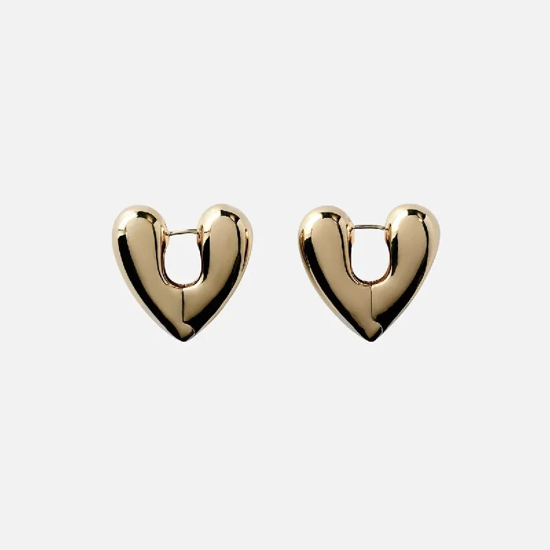 Gold Plated Heart Hoops, Large