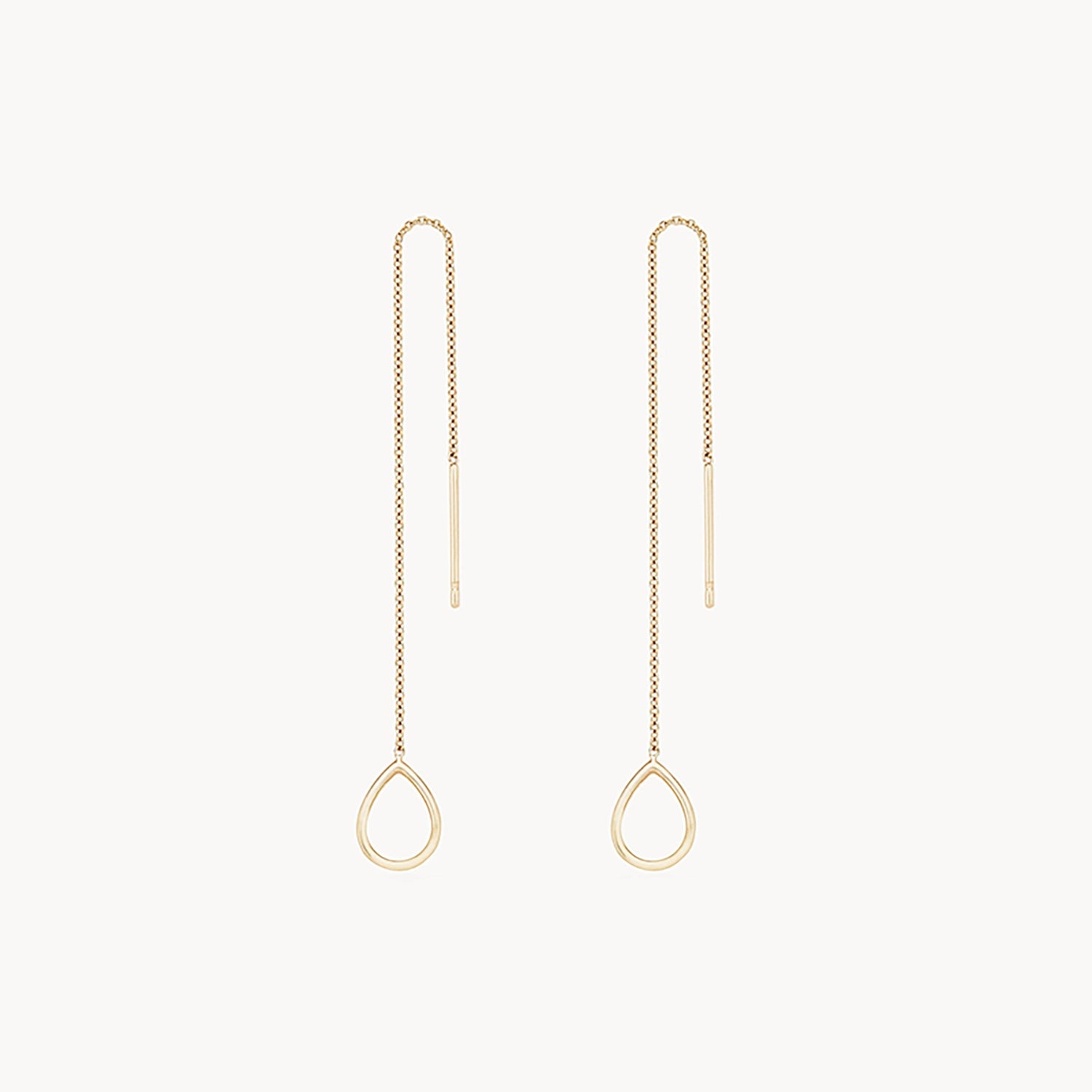 Honey dipper dainty threader earring - 14k yellow gold