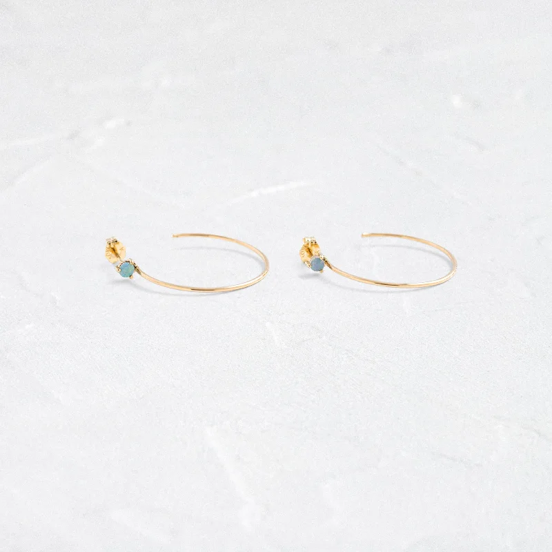 Large Opal Stud Hoops - In Stock