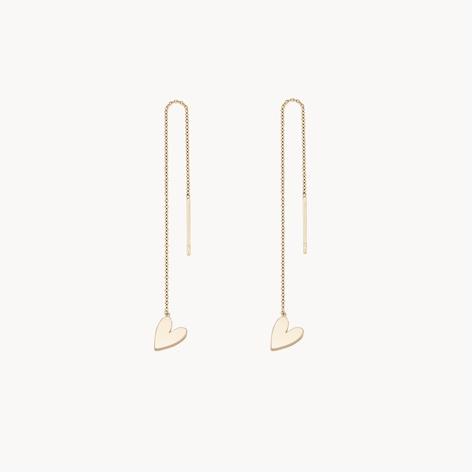 lovely heart threader earring - 14k yellow gold