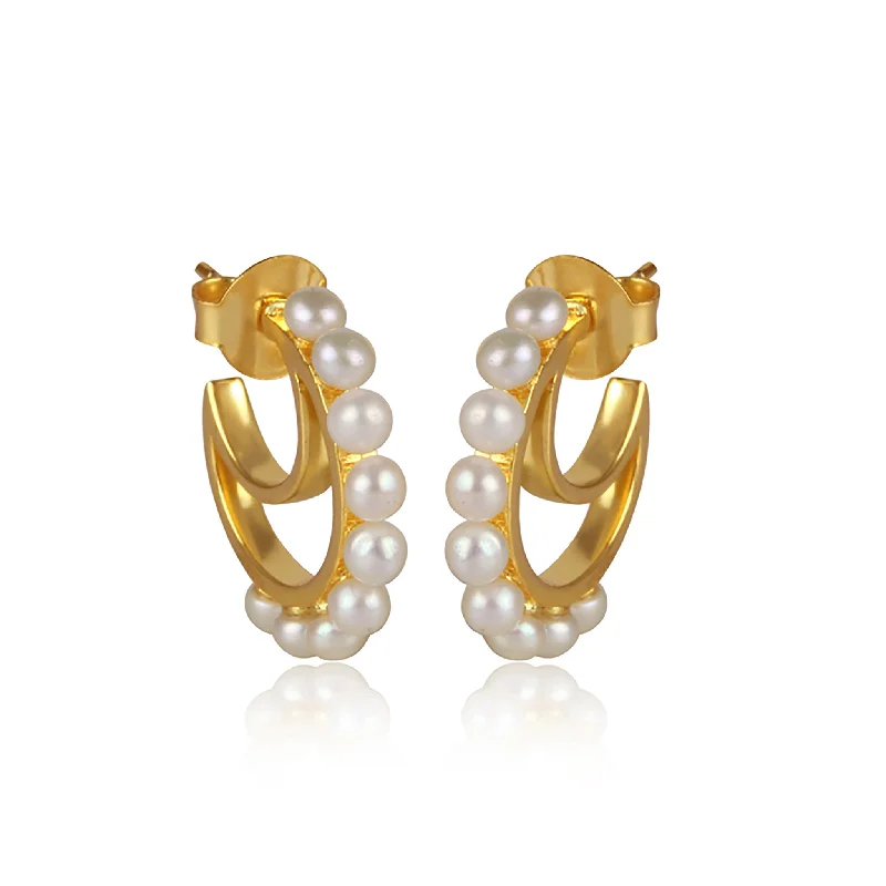 Luna Hoop Earrings - Pearl