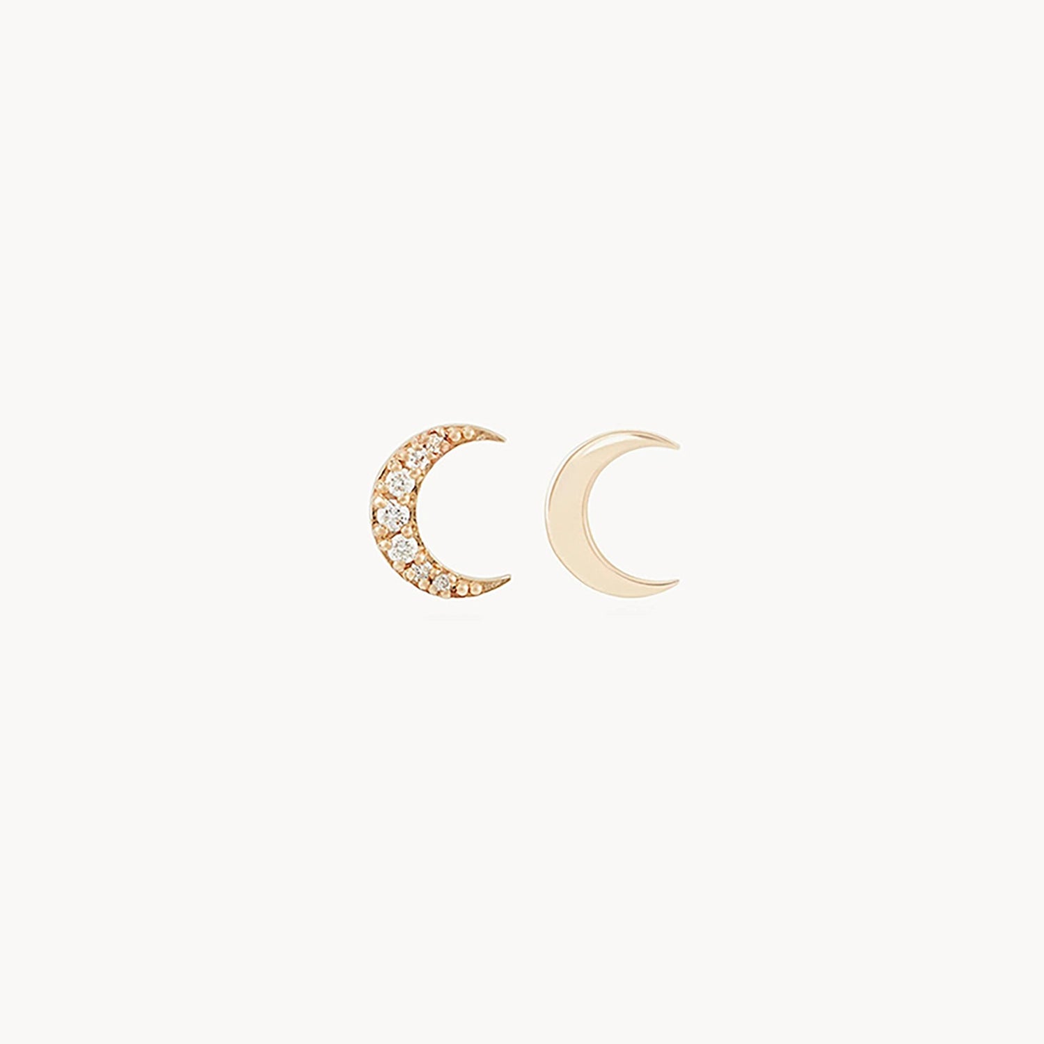 Lunar moon phase pair earring  - 14k yellow gold