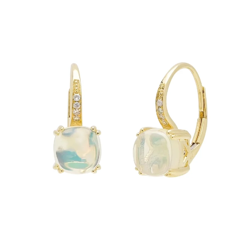 Madison L Cushion Ethiopian Opal Earrings in 14kt Yellow Gold with Diamonds (.03ct tw)