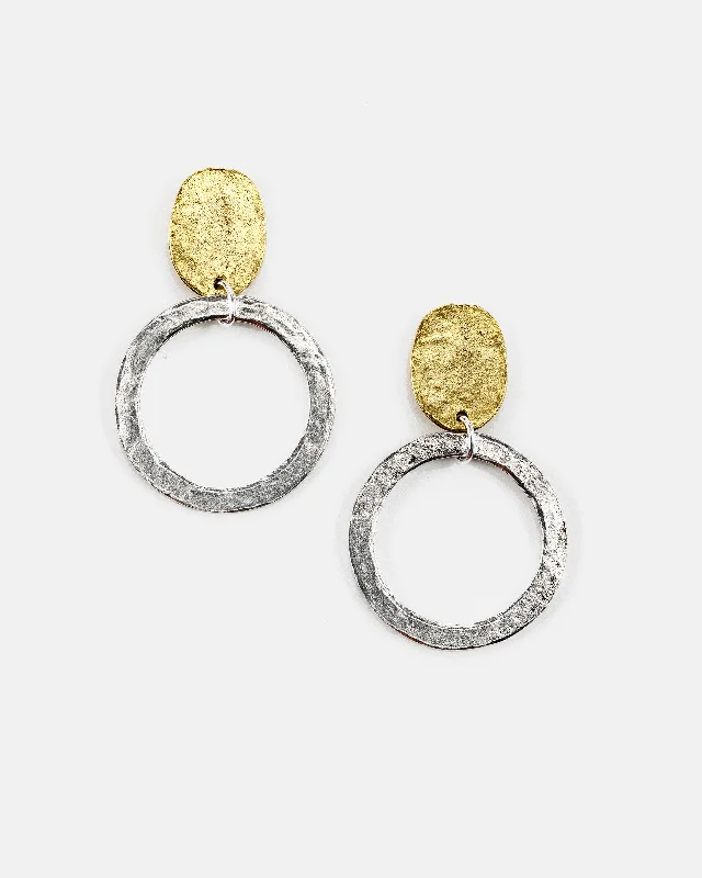 Medium Hammered Circle Post Top Earring (ER497)