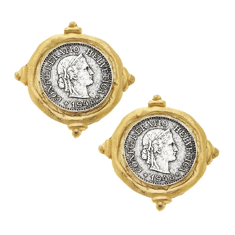 Mixed Metal French Franc Coin Studs