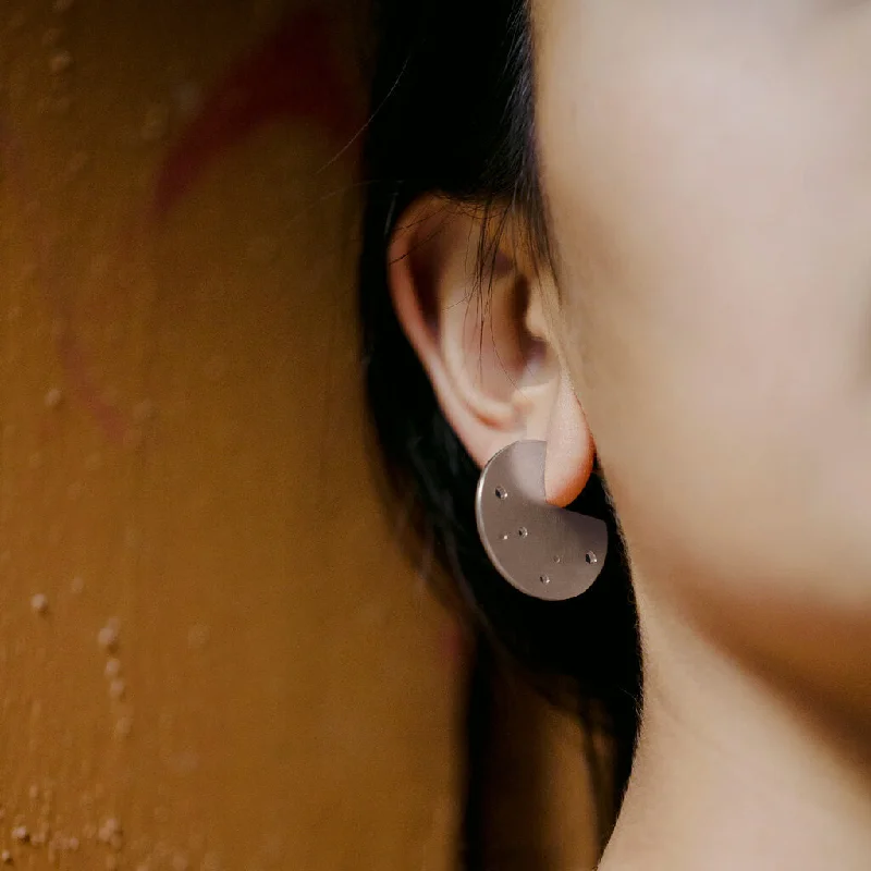 Moon Coin Hoop Earrings - Sterling Silver