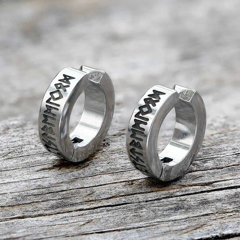 Nordic Viking Runes Stainless Steel Earrings