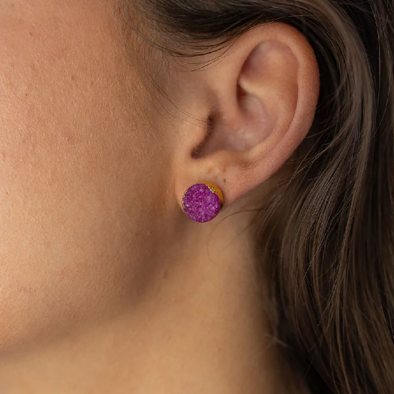 Raspberry Gelato Druzy Studs