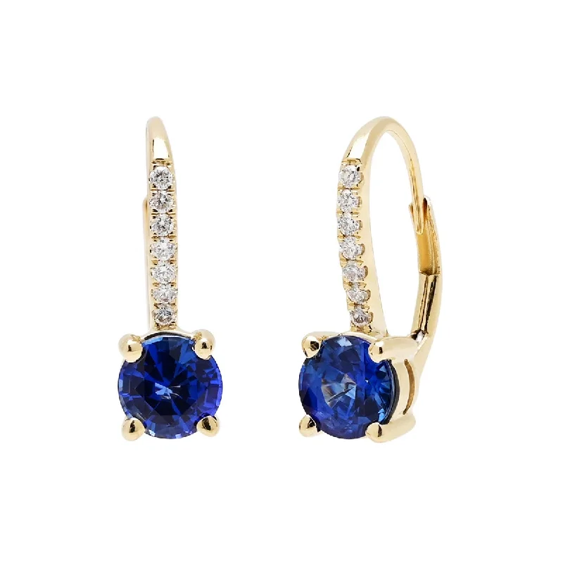 Sapphire Dangle Earrings in 14kt Yellow Gold with Diamonds (1/7ct tw)