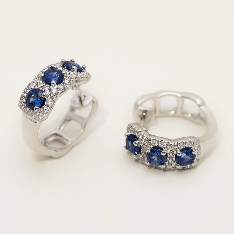 Sapphire Earrings in 14kt White Gold with Diamonds (3/8ct tw)