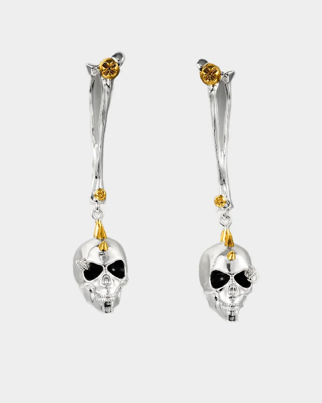 Silver & Golden Dangling Skull Earrings