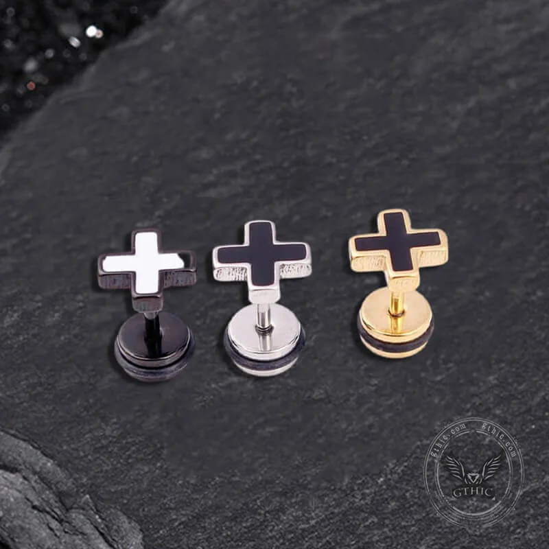 Simple Cross Stainless Steel Earring