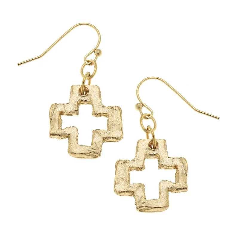 Small Open Cross Earrings