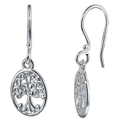 Southern Gates Tree of Life Dangle Earrings in Sterling Silver