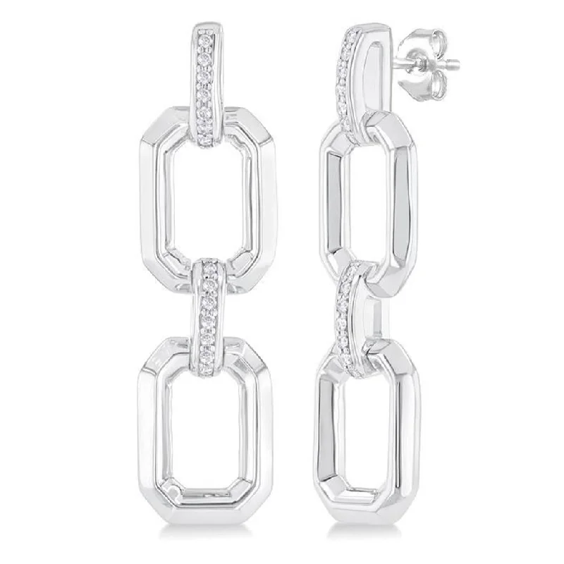 Sterling Silver Drop Diamond Earring