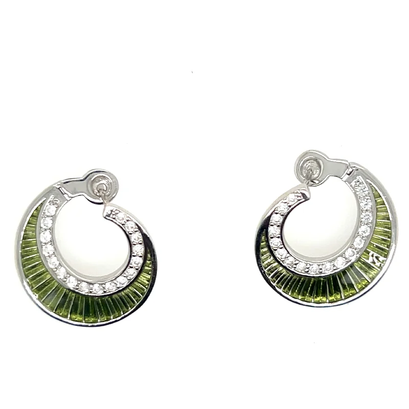 Sterling Silver Lime Enamel Earrings