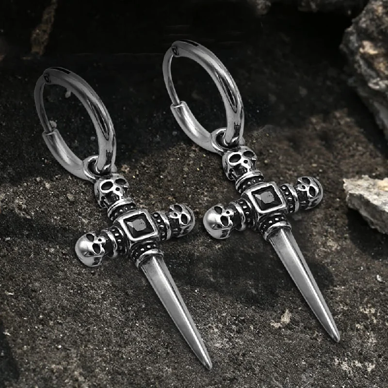 Sword Stainless Steel Skull Earring