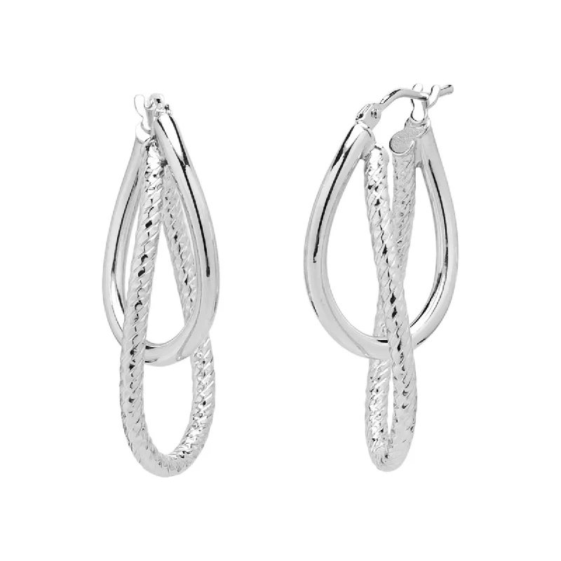 Textured Double Hoop Earrings in 14kt White Gold