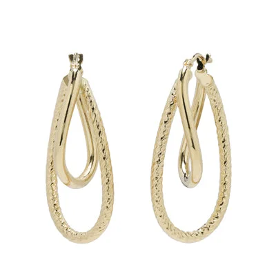 Textured Double Hoop Earrings in 14kt Yellow Gold