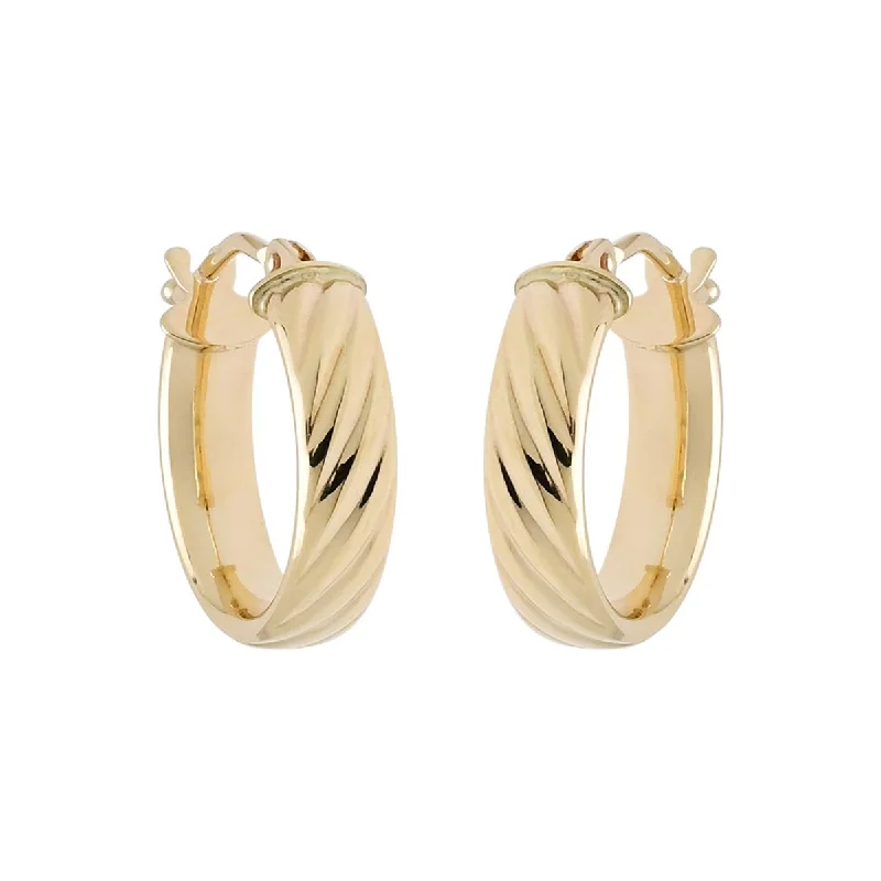 Textured Hoop Earrings in 14kt Yellow Gold