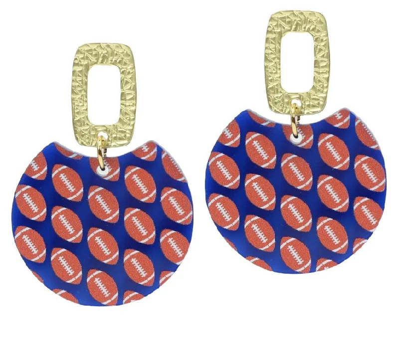 The Leighton Earring - Blue + Orange Football