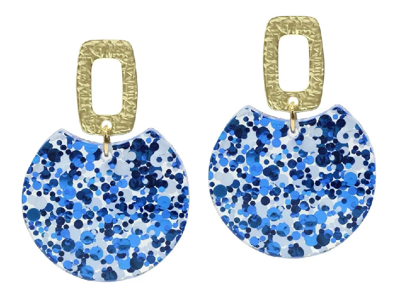 The Leighton Earring - Blue + White Glitter