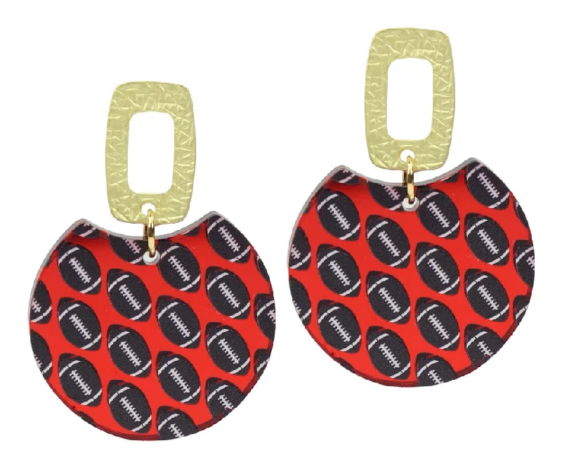 The Leighton Earring - Red + Black Football