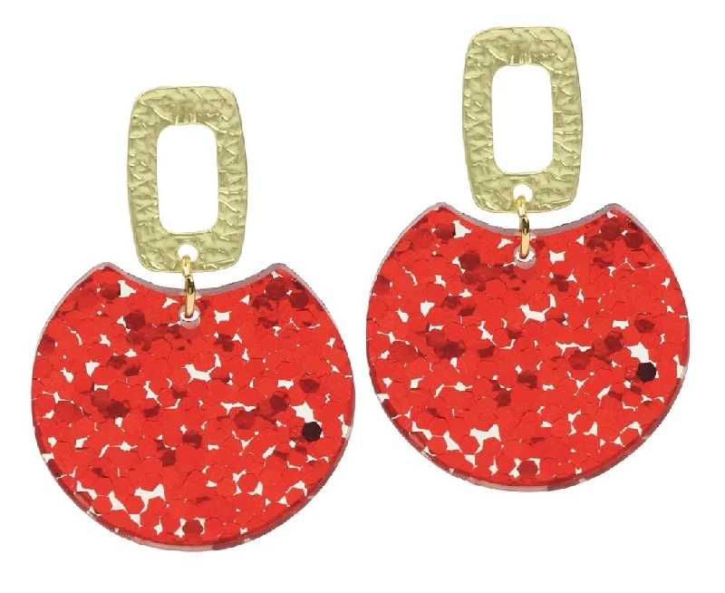 The Leighton Earring - Red Glitter