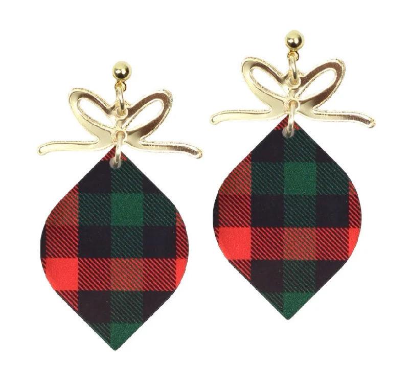 The Ornament Earring - Christmas Plaid