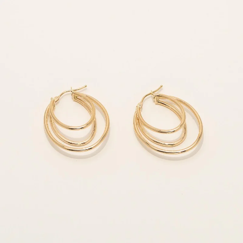 Triple Oval Hoop Earrings in 14kt Yellow Gold