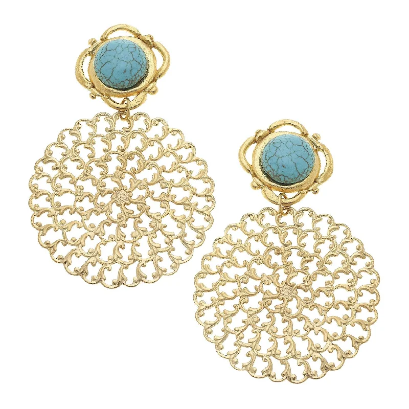 Turquoise Filigree Earrings