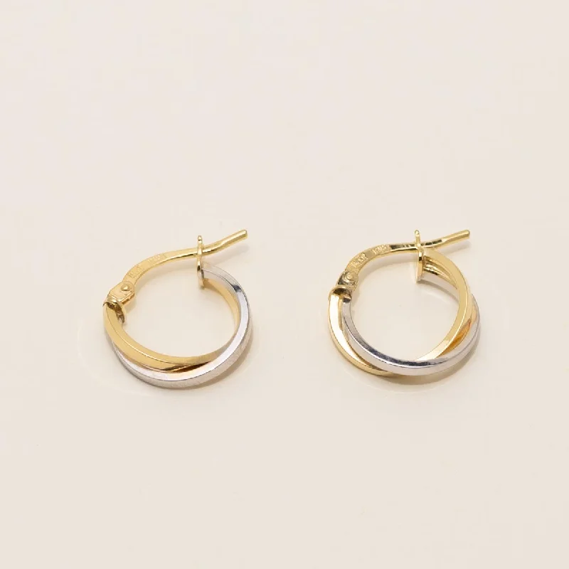 Twist Hoop Earrings in 14kt Yellow and White Gold