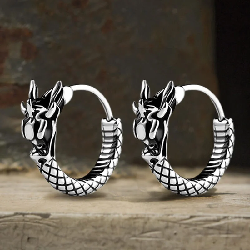 Vintage Chinese Dragon Design Stainless Steel Earrings