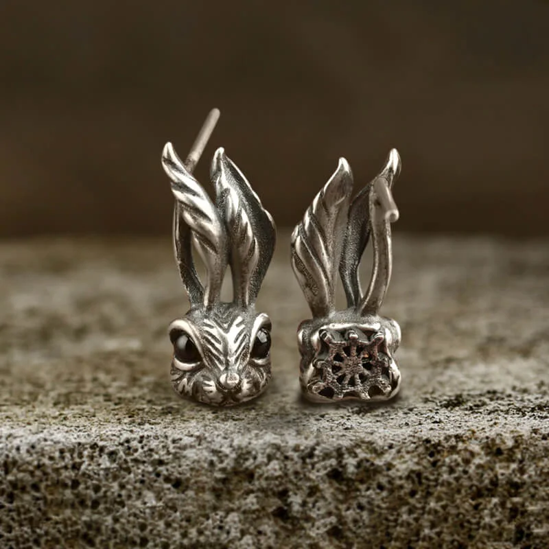 Vintage Rabbit Sterling Silver Stud Earring