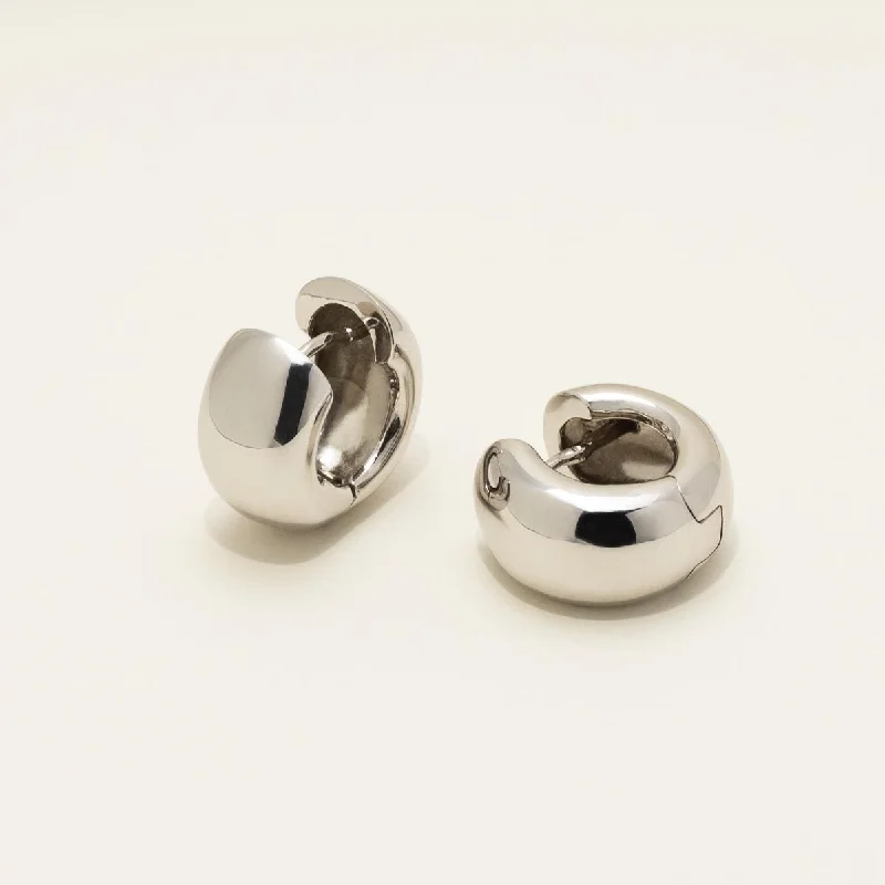 Wide Huggie Hoop Earrings in Sterling Silver